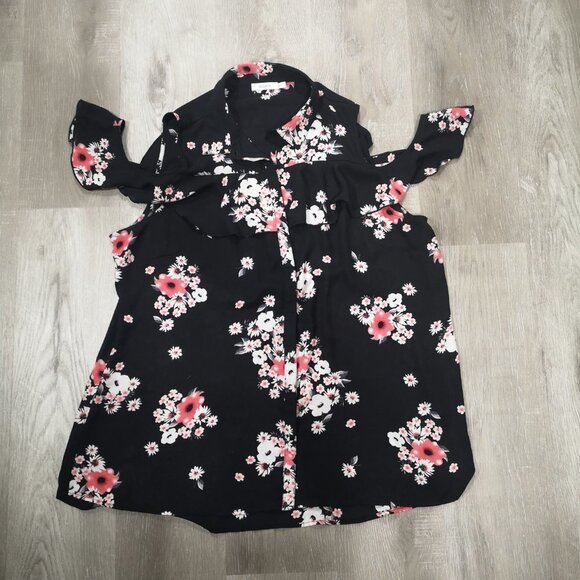 Ricki's Ladies Sleeveless Black with Flowers Blouse/Tunic - Picture 4 of 10